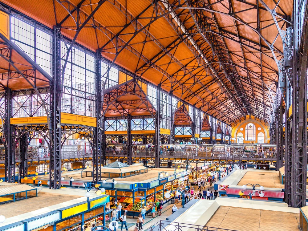 Interiors of Central Market Hall of Budapest, Hungary