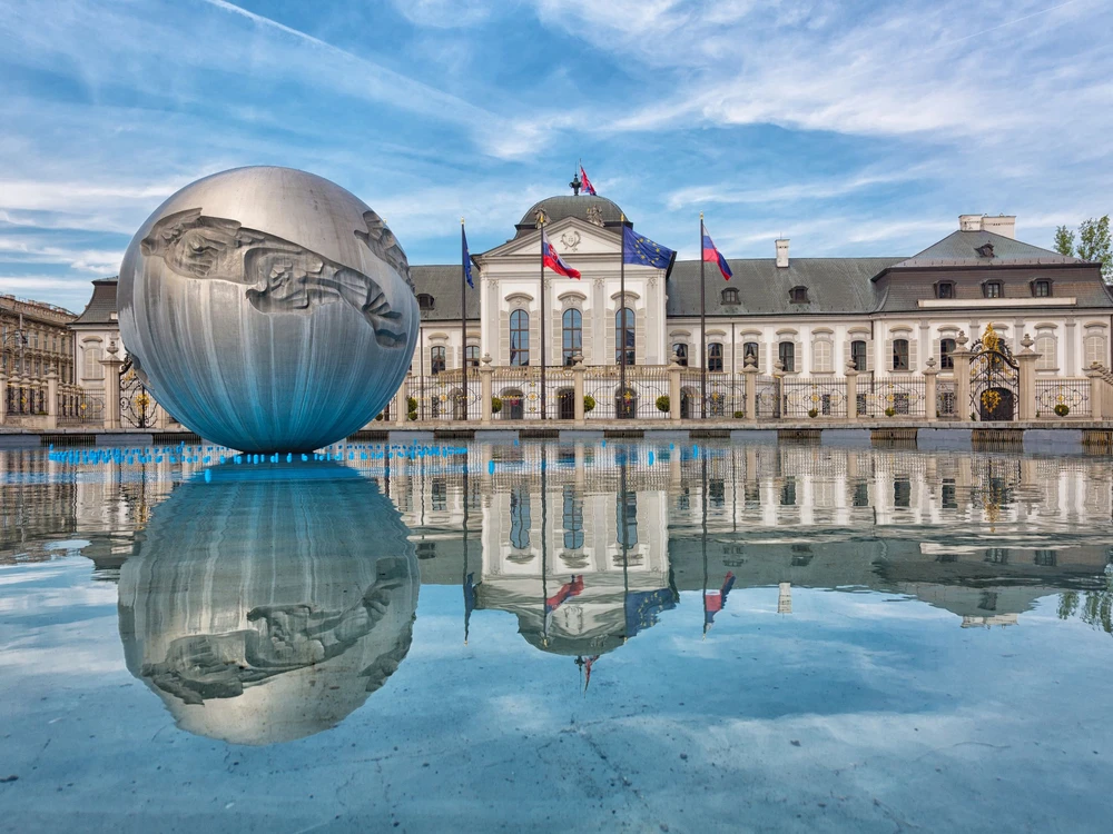 presidential palace in Bratislava, Slovakia in the sunny summer day