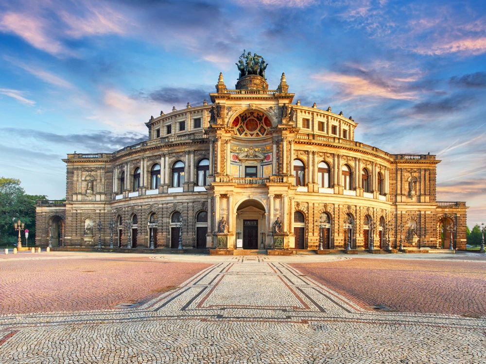 Semperoper opera building at night in Dresden