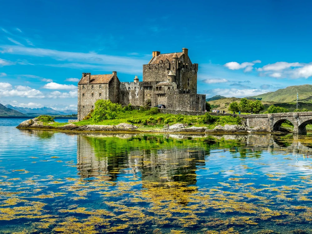 Eilean Donan Castle during a warm summer day - Dornie, Scotland - United Kingdom