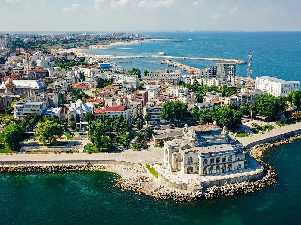 Aerial Drone View Of Constanta City At The Black Sea In Romania