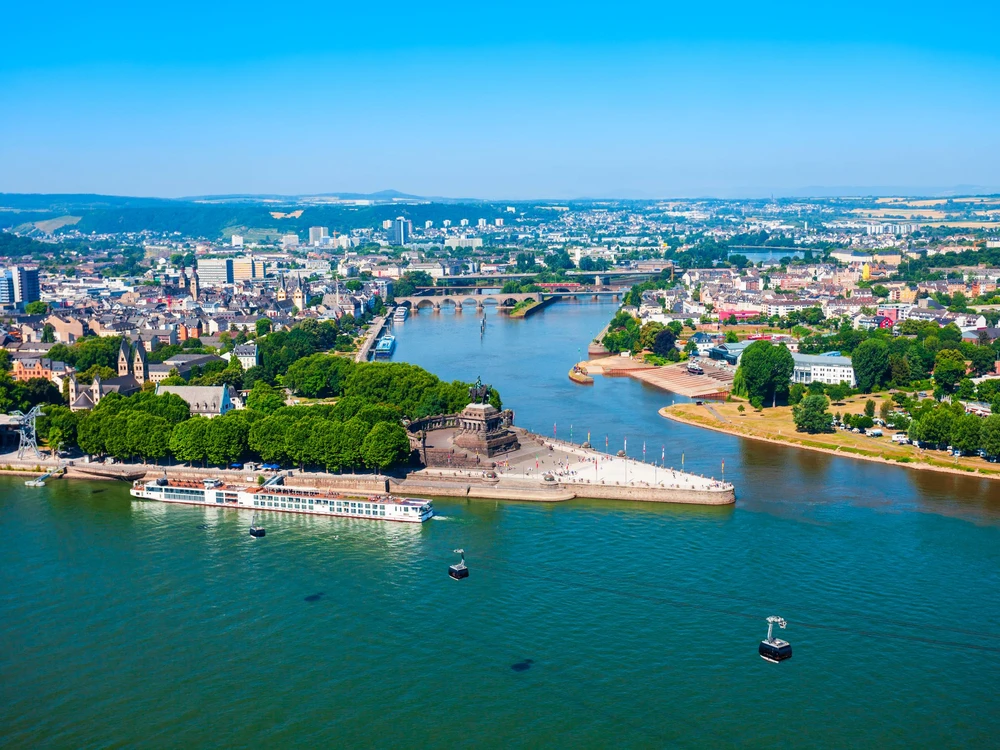 Deutsches Eck or German Corner is the name of a headland in Koblenz, where Mosel river joins Rhine in Germany