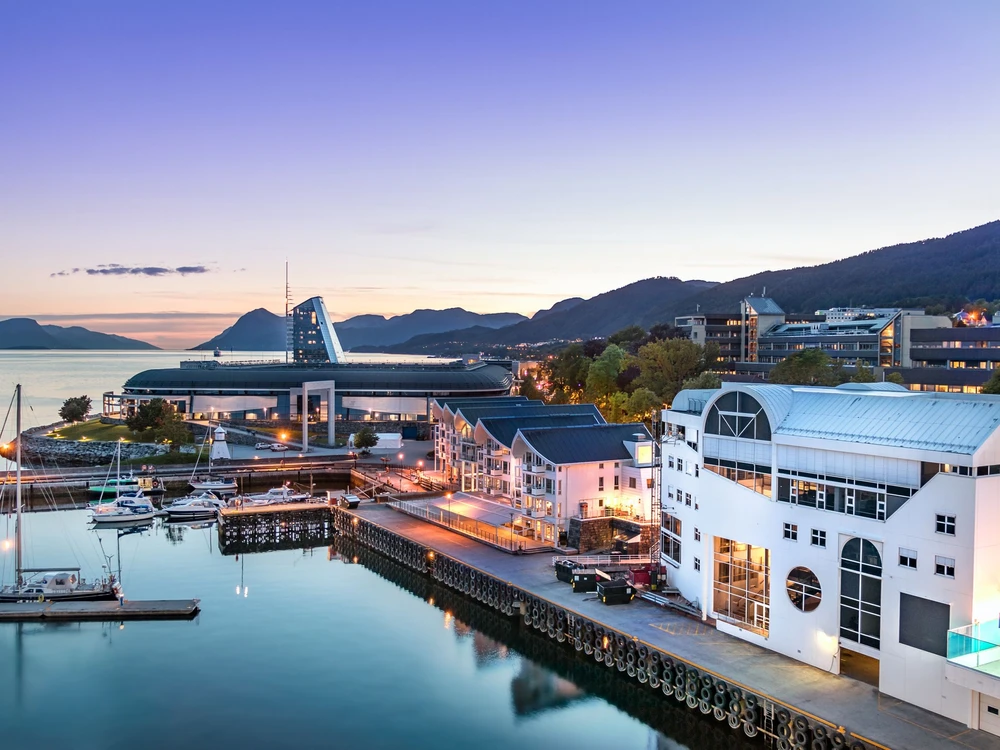 The Port of Molde at evening, Norway.