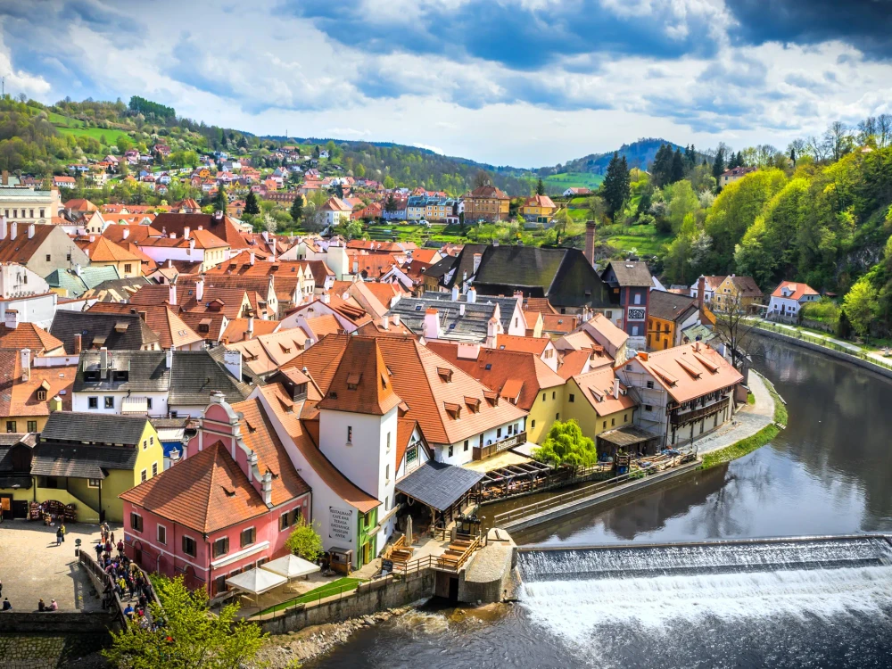 The amazing city of Cesky Krumlov in the Czech Republic. European historical center and splendor.