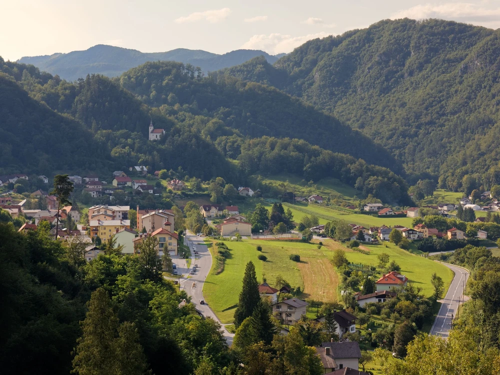 Landscape view of Rimske Toplice, Slovenia, in midsummer