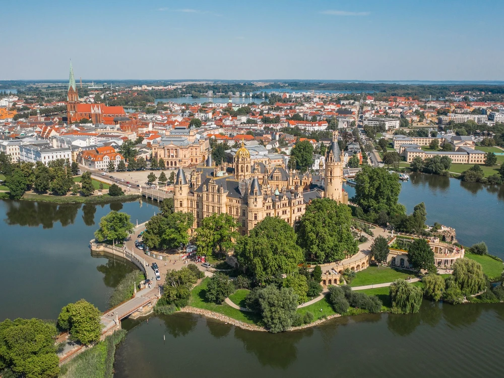 Aerial view of Schwerin Castle In Germany