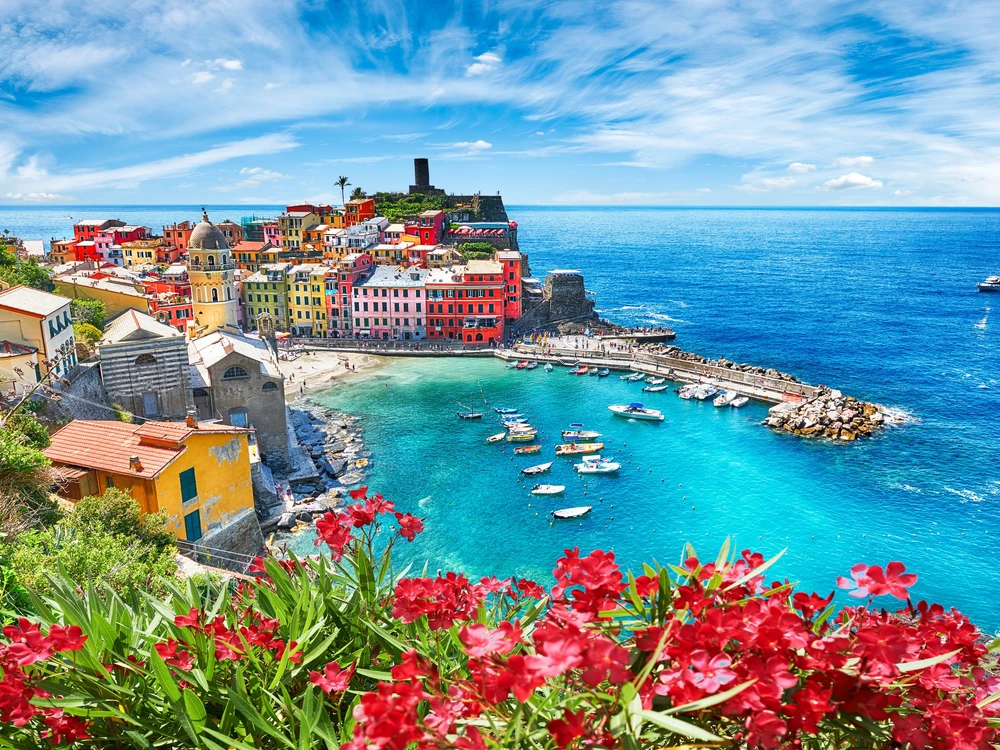 Famous city of Vernazza in Italy during summer