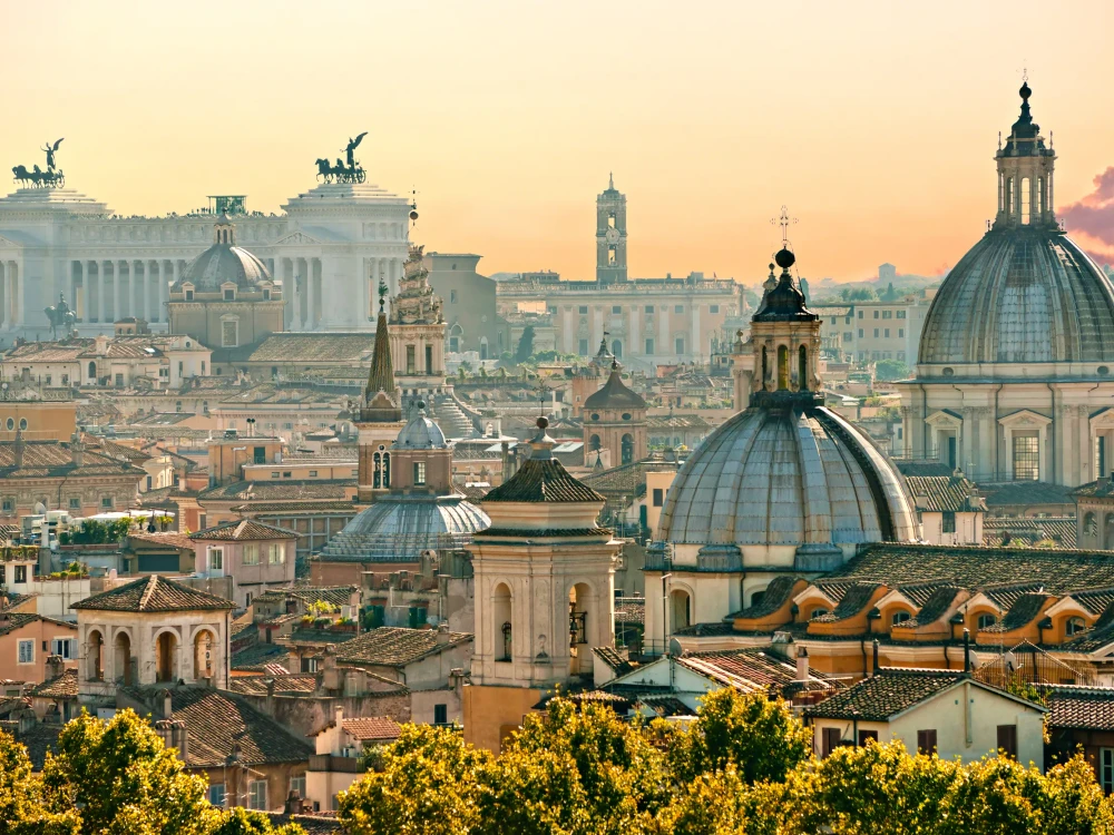 View of  Rome from Castel Sant'Angelo, Italy.