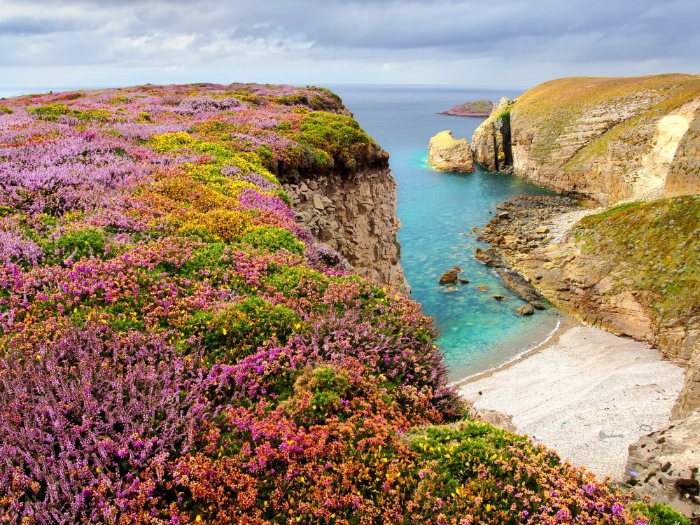 Seascape with breck. Cap Frehel,  Brittany, France
