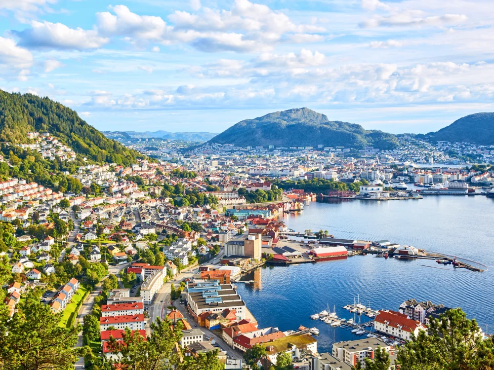 Bergen viewed from mountain in Sandviken, Norway
