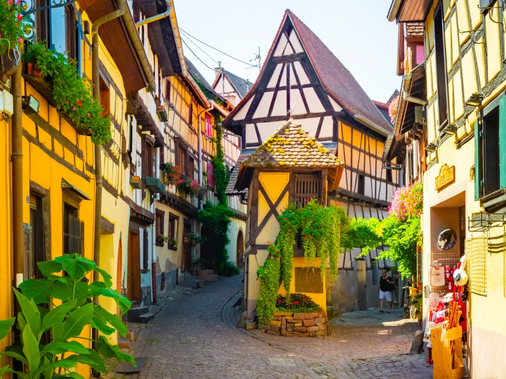 Village of Eguisheim Traditional french houses, Eguisheim, France