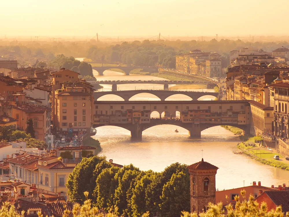 Beautiful view to bridge Ponte Vecchio in Florence, Italy