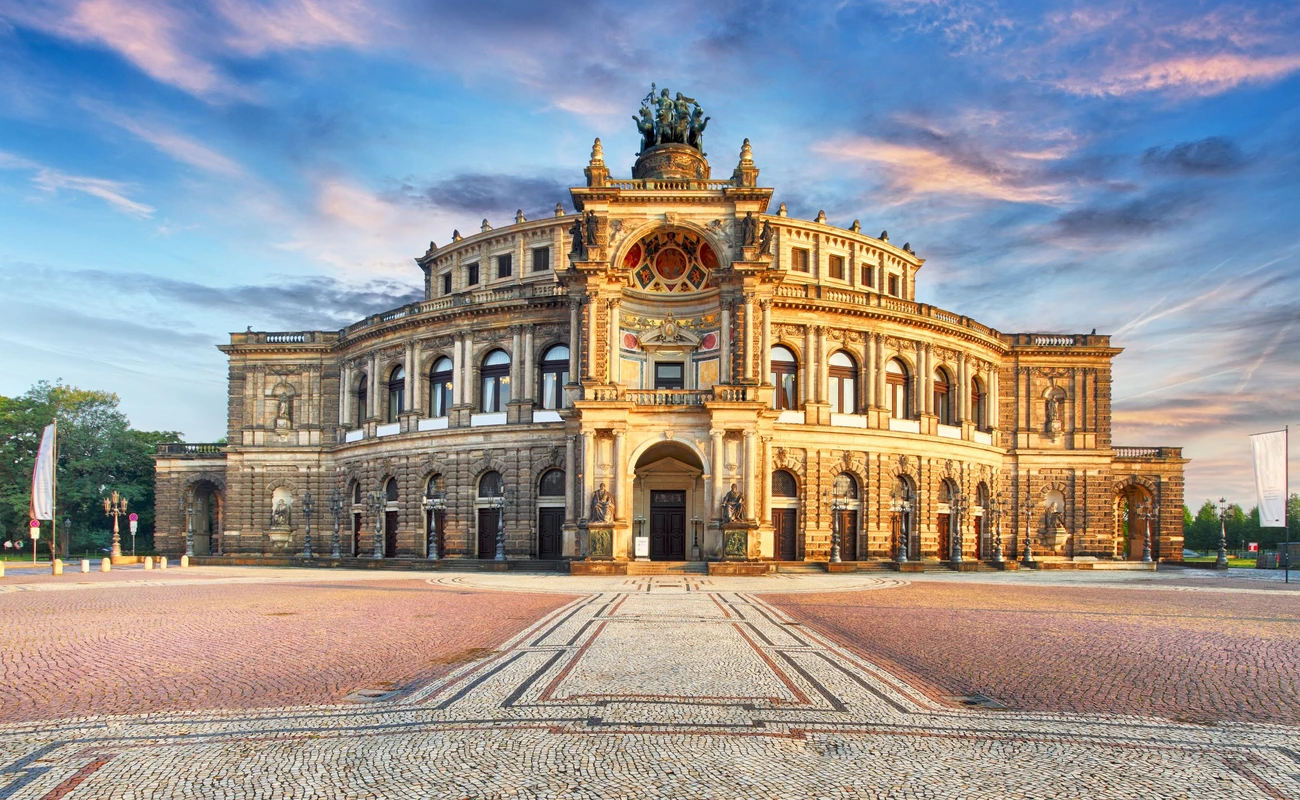 Semperoper opera building at night in Dresden