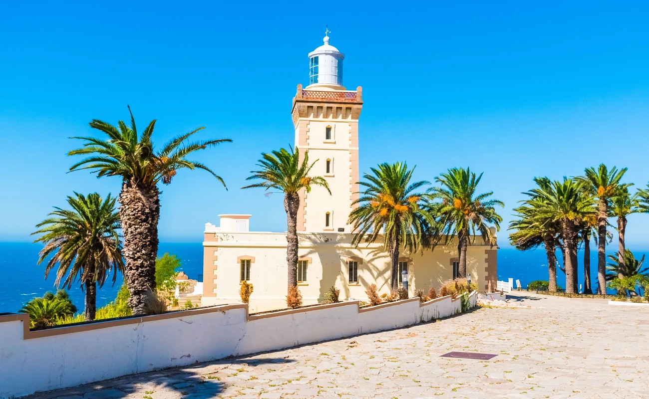 Beautiful Lighthouse of Cap Spartel close to Tanger city and Gibraltar, Morocco in Africa