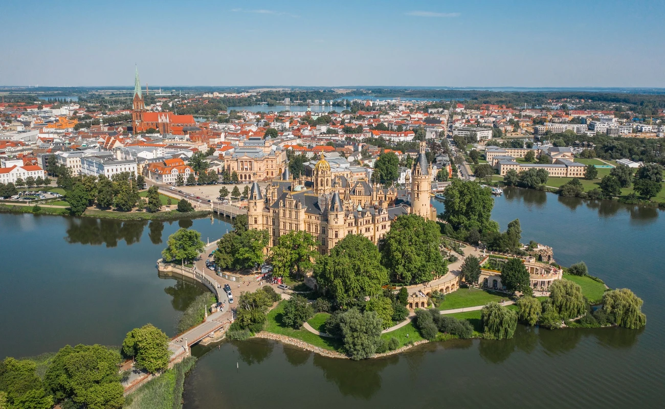 Aerial view of Schwerin Castle In Germany