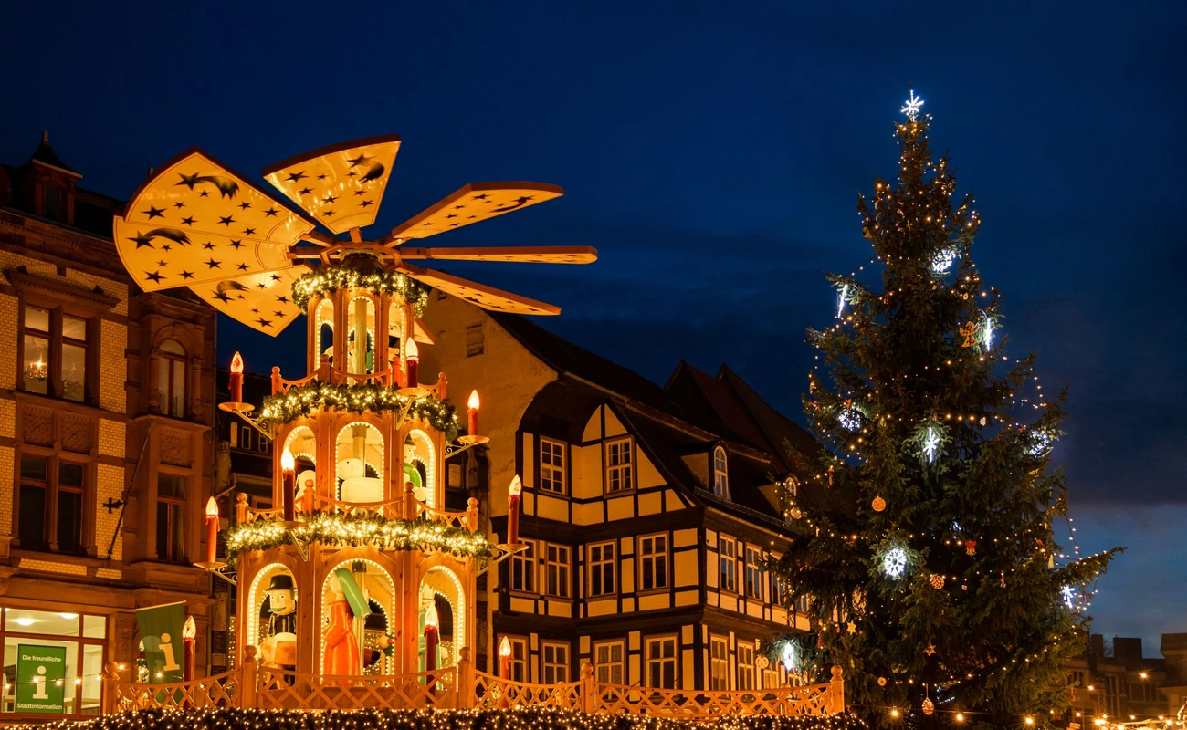 Weihnachtsmarkt Quedlinburg Harz Abendstimmung