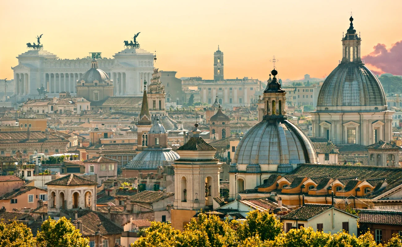 View of  Rome from Castel Sant'Angelo, Italy.