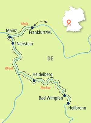 Eine Karte der Reiseroute