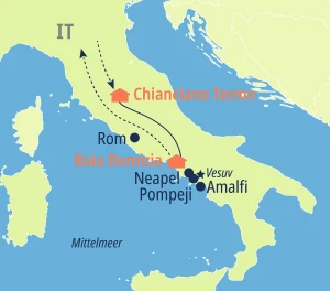 Eine Karte der Reiseroute