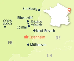 Eine Karte der Reiseroute