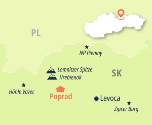 Eine Karte der Reiseroute