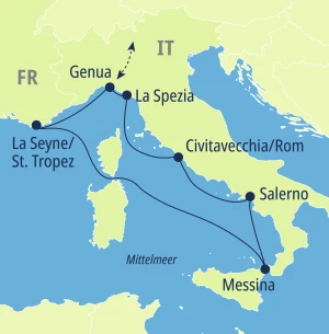 Eine Karte der Reiseroute