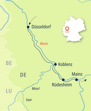 Eine Karte der Reiseroute
