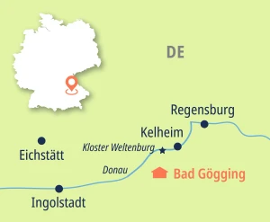 Eine Karte der Reiseroute