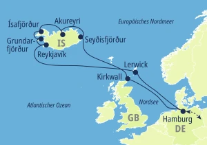 Eine Karte der Reiseroute