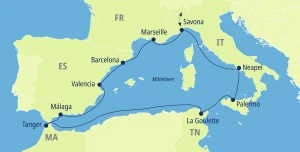 Eine Karte der Reiseroute