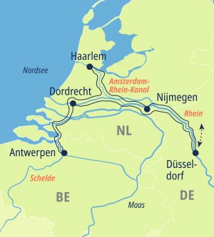 Eine Karte der Reiseroute