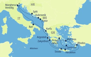 Eine Karte der Reiseroute