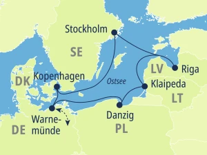 Eine Karte der Reiseroute