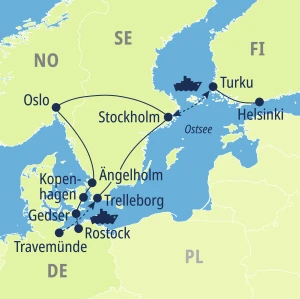 Eine Karte der Reiseroute